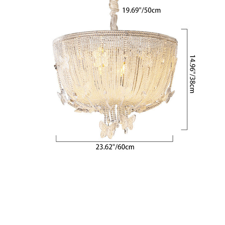 Lustre moderne de luxe en demi-cercle avec papillons en cristal et verre 4/6 - Lumière pour salle à manger 