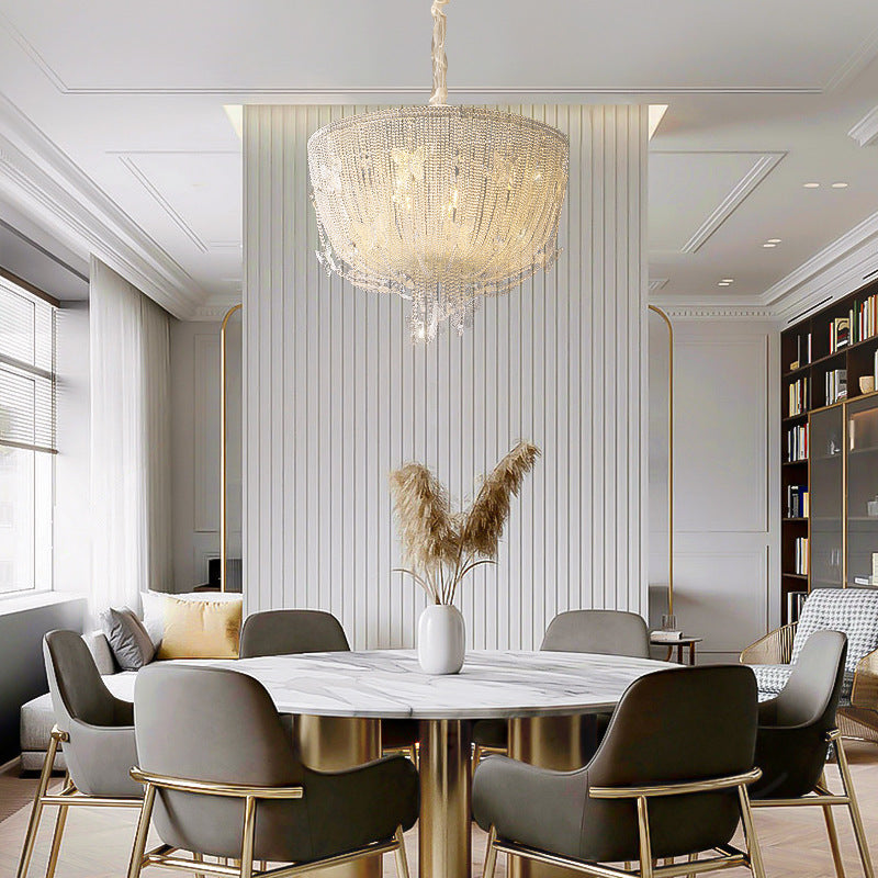 Lustre moderne de luxe en demi-cercle avec papillons en cristal et verre 4/6 - Lumière pour salle à manger 