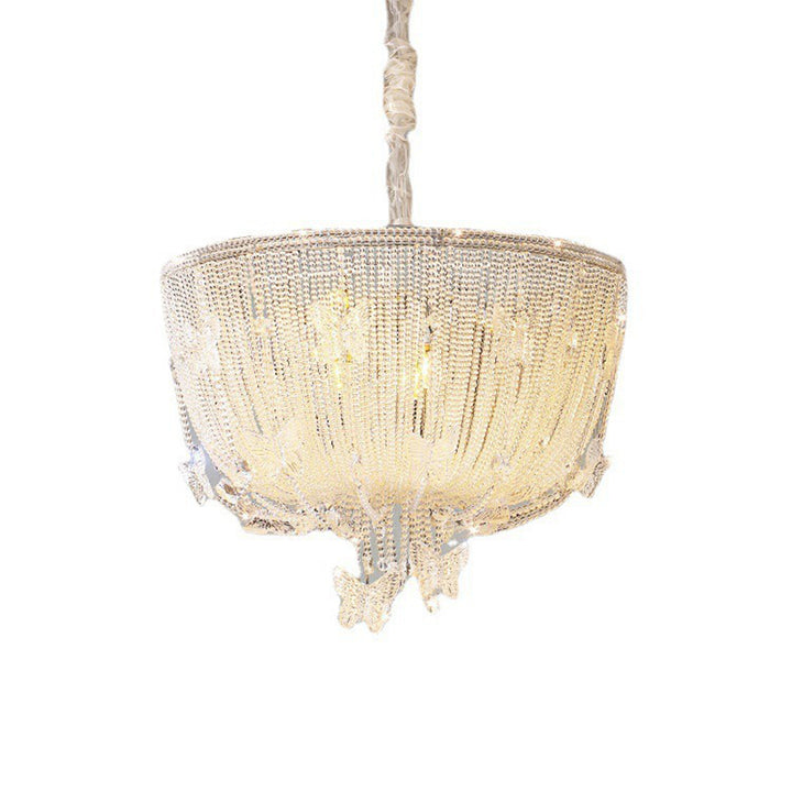 Lustre moderne de luxe en demi-cercle avec papillons en cristal et verre 4/6 - Lumière pour salle à manger 