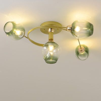 Plafonnier semi-encastré contemporain scandinave avec abat-jour en verre en forme de dôme et fer 1 lumière pour couloirs 