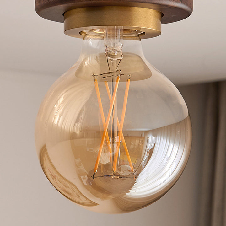 Dôme de Simplicité Contemporaine Abat-jour en Verre Noyer 1 - Lumière Semi-Encastrée Plafonnier pour Salon 