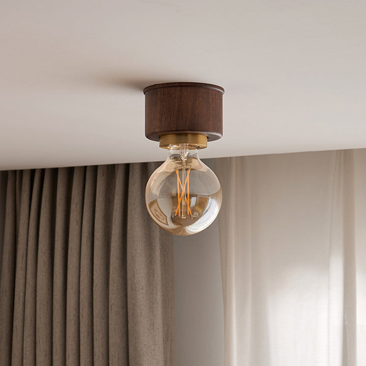 Dôme de Simplicité Contemporaine Abat-jour en Verre Noyer 1 - Lumière Semi-Encastrée Plafonnier pour Salon 