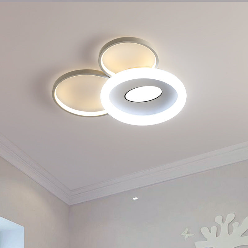 Contemporary Creative Round Circle Mickey Iron Acrylic LED Flush Mount Ceiling Light For Bedroom