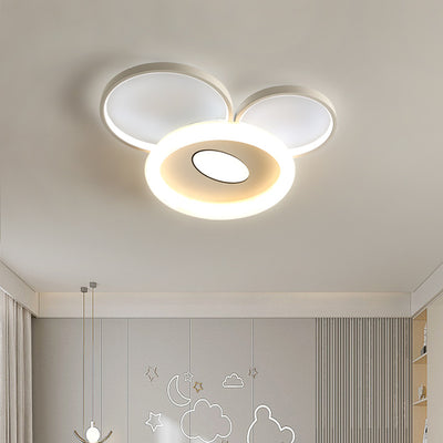 Contemporary Creative Round Circle Mickey Iron Acrylic LED Flush Mount Ceiling Light For Bedroom