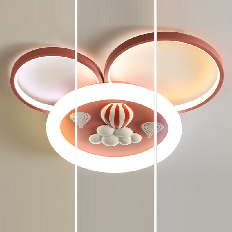 Contemporary Creative Round Circle Mickey Iron Acrylic LED Flush Mount Ceiling Light For Bedroom