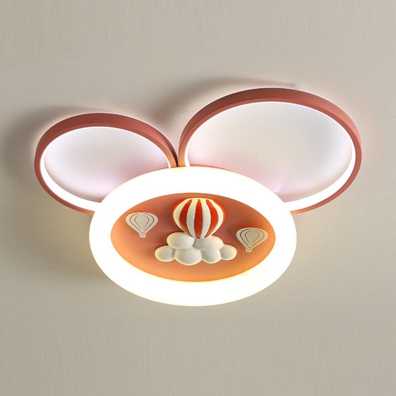Contemporary Creative Round Circle Mickey Iron Acrylic LED Flush Mount Ceiling Light For Bedroom