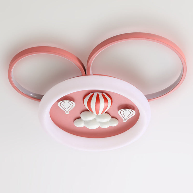 Contemporary Creative Round Circle Mickey Iron Acrylic LED Flush Mount Ceiling Light For Bedroom
