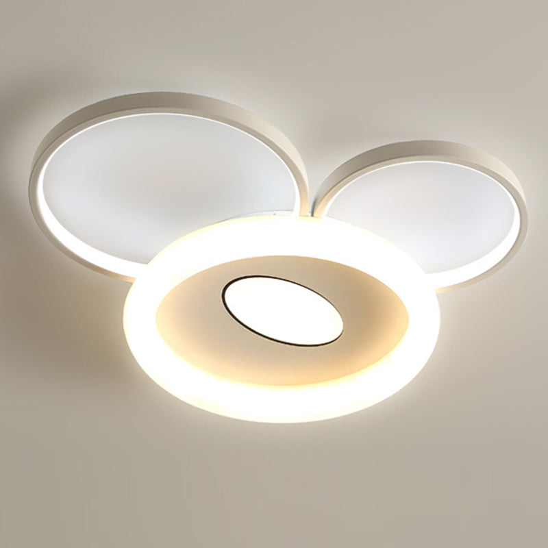 Contemporary Creative Round Circle Mickey Iron Acrylic LED Flush Mount Ceiling Light For Bedroom