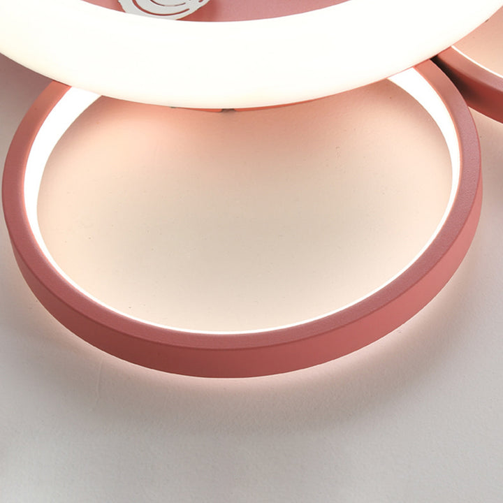 Contemporary Creative Round Circle Mickey Iron Acrylic LED Flush Mount Ceiling Light For Bedroom