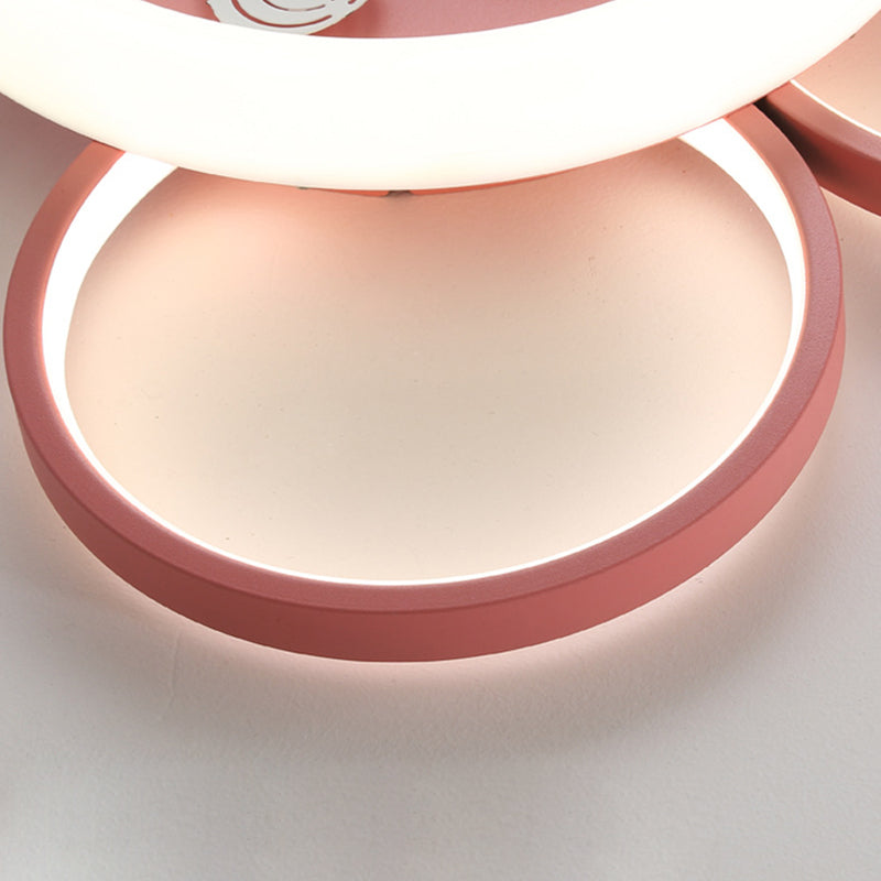 Contemporary Creative Round Circle Mickey Iron Acrylic LED Flush Mount Ceiling Light For Bedroom