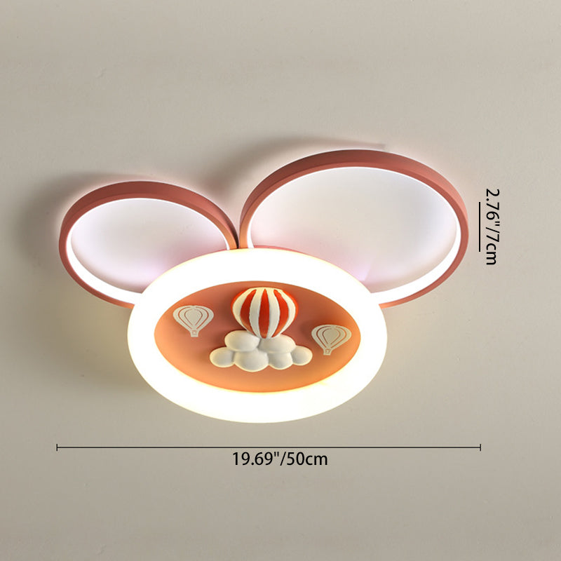 Contemporary Creative Round Circle Mickey Iron Acrylic LED Flush Mount Ceiling Light For Bedroom