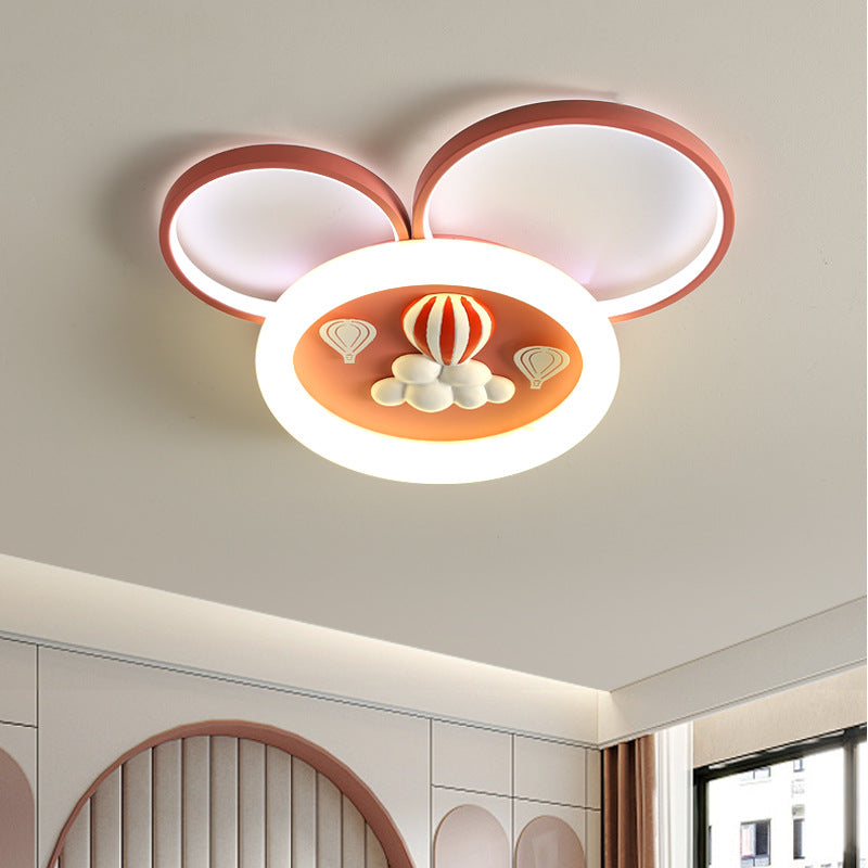 Contemporary Creative Round Circle Mickey Iron Acrylic LED Flush Mount Ceiling Light For Bedroom