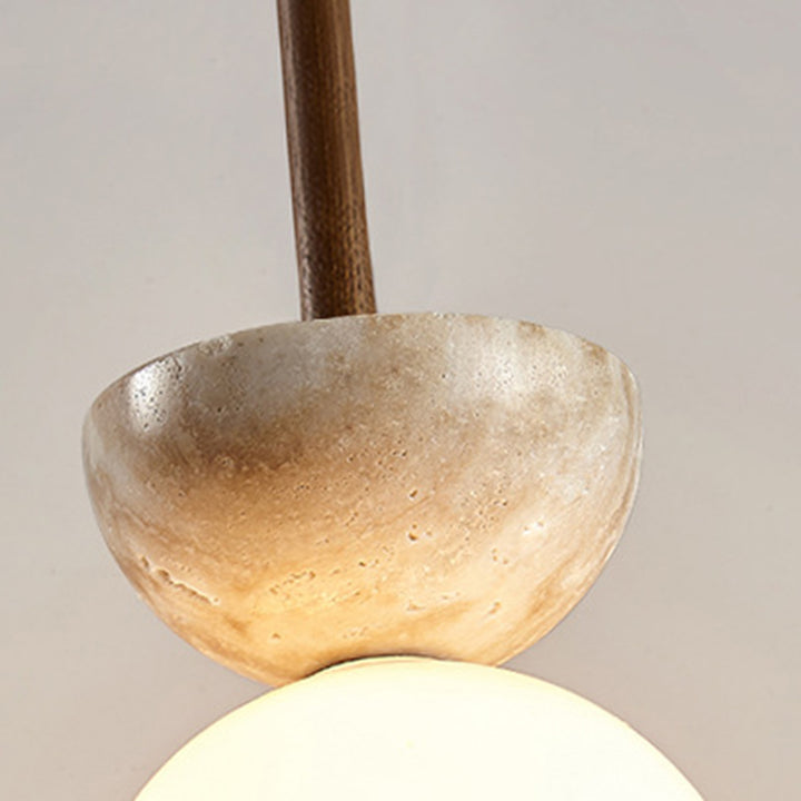 Abat-jour en verre jaune travertin en forme de dôme japonais traditionnel 1 - Suspension lumineuse pour salon 