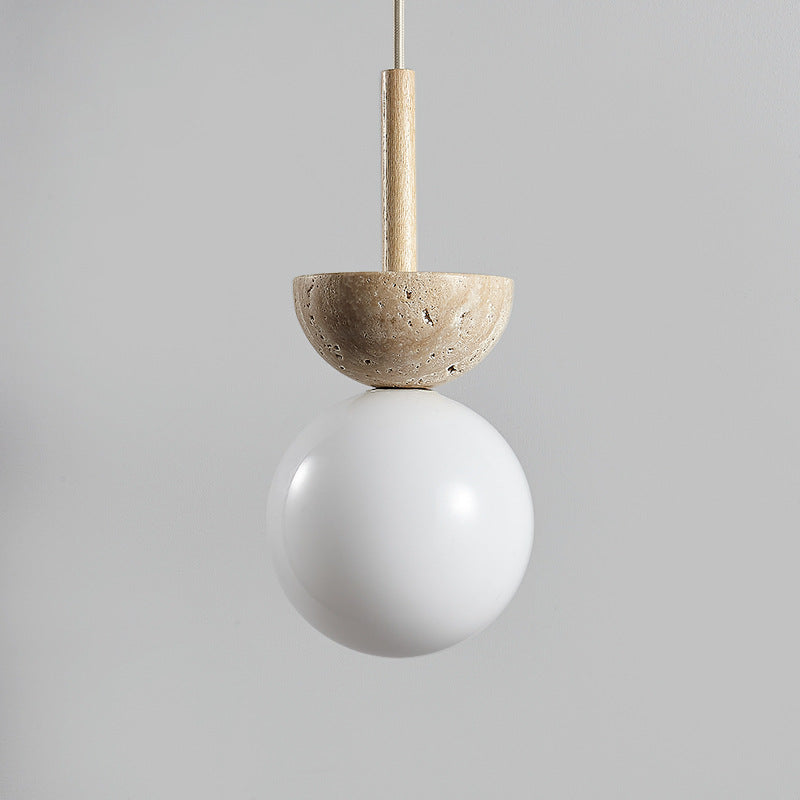 Abat-jour en verre jaune travertin en forme de dôme japonais traditionnel 1 - Suspension lumineuse pour salon 
