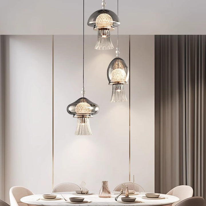 Zeitgenössische nordische Kuppel-Quallen-liftbare Acrylglas-Lampenschirm LED Pendelleuchte für das Esszimmer 