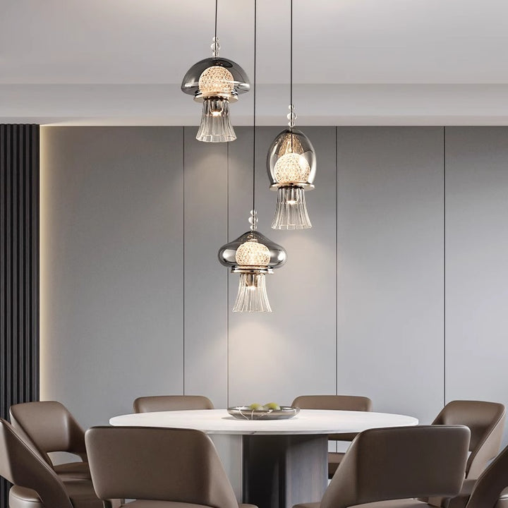Zeitgenössische nordische Kuppel-Quallen-liftbare Acrylglas-Lampenschirm LED Pendelleuchte für das Esszimmer 