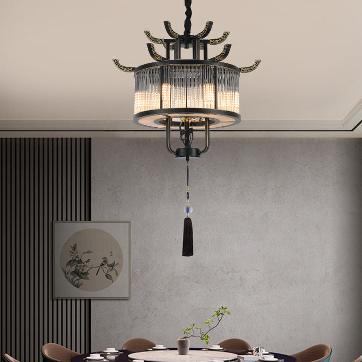 Traditioneller chinesischer Kuppel-Hirsch-Rund-Rechteck-Kristall-Eisen 4/6/8/10 - Licht-Kronleuchter für das Esszimmer 