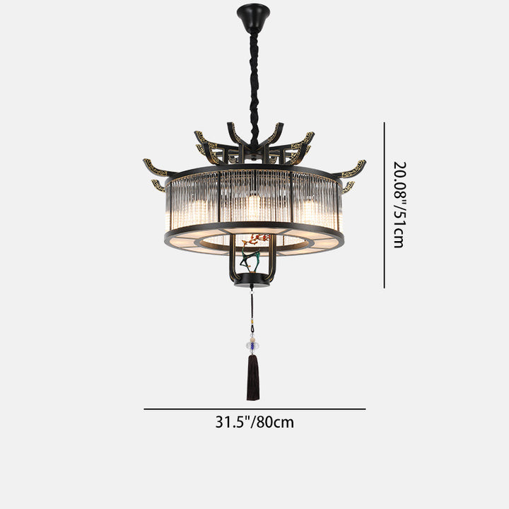 Traditional Chinese Dome Deer Round Rectangle Crystal Iron 4/6/8/10 - Light Chandelier For Dining Room