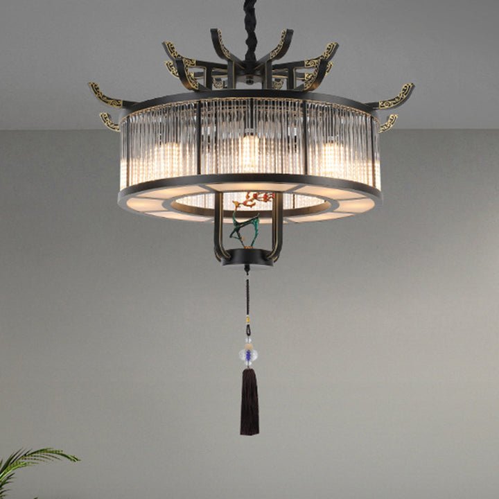 Traditional Chinese Dome Deer Round Rectangle Crystal Iron 4/6/8/10 - Light Chandelier For Dining Room
