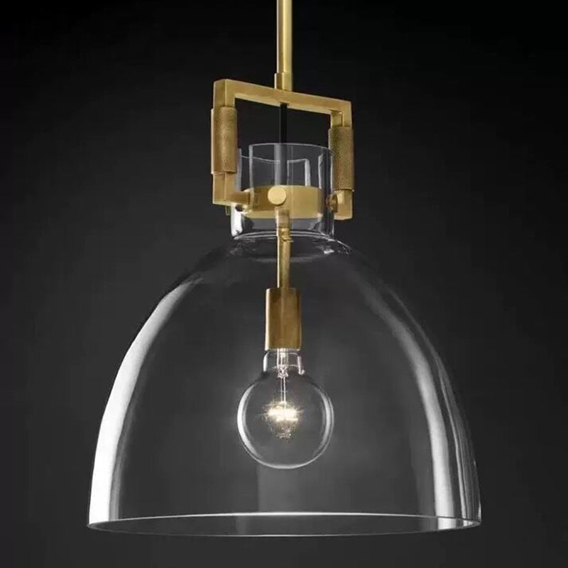 Contemporary Scandinavian Semicircular Conical Copper Glass 1 - Light Pendant Light For Dining Room