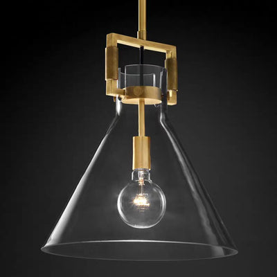 Contemporary Scandinavian Semicircular Conical Copper Glass 1 - Light Pendant Light For Dining Room