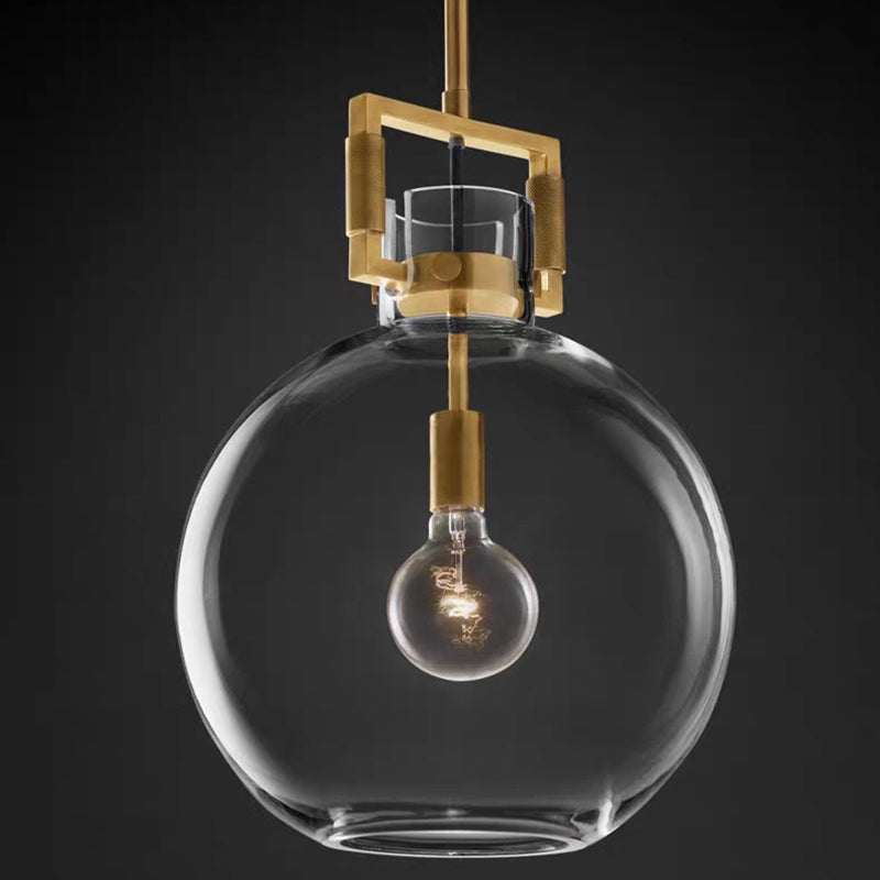 Contemporary Scandinavian Semicircular Conical Copper Glass 1 - Light Pendant Light For Dining Room