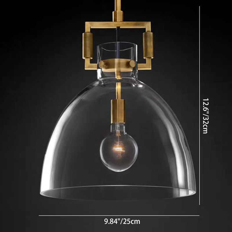 Contemporary Scandinavian Semicircular Conical Copper Glass 1 - Light Pendant Light For Dining Room