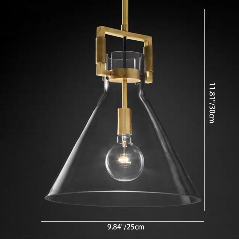 Zeitgenössische skandinavische halbrunde konische Kupfer-Glas 1 - Licht Pendelleuchte für Esszimmer 