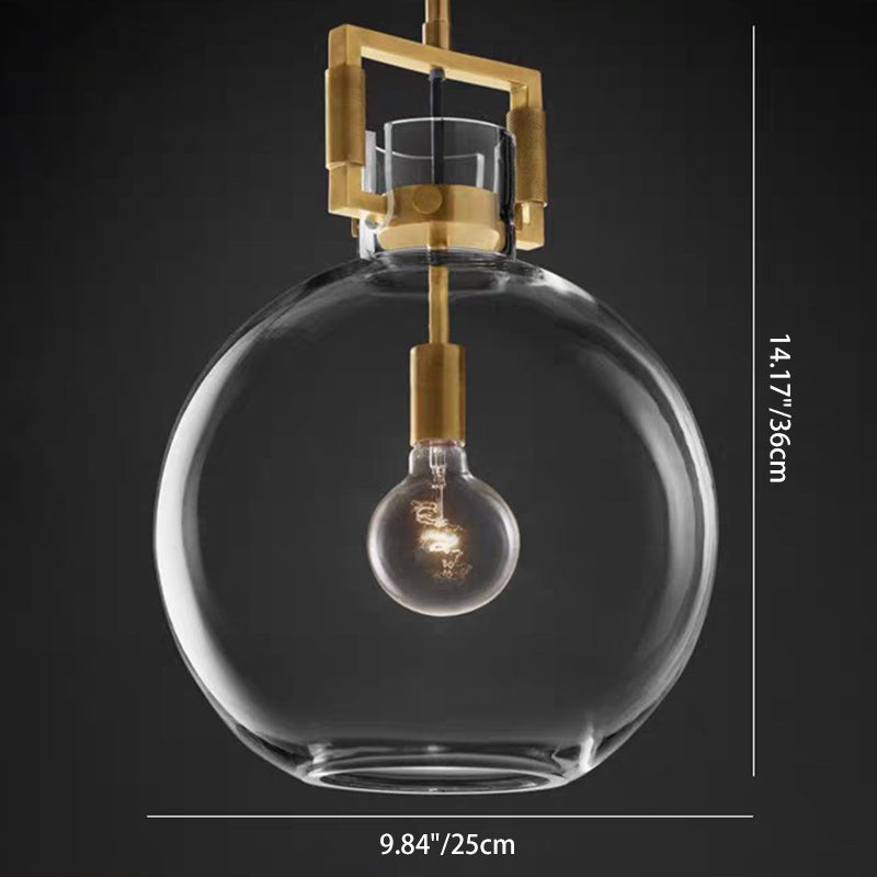 Contemporary Scandinavian Semicircular Conical Copper Glass 1 - Light Pendant Light For Dining Room