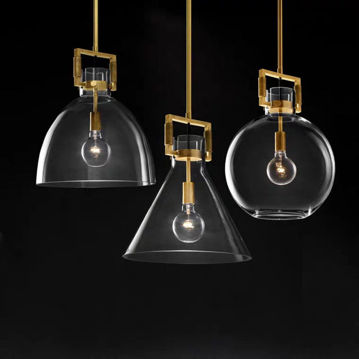 Zeitgenössische skandinavische halbrunde konische Kupfer-Glas 1 - Licht Pendelleuchte für Esszimmer 