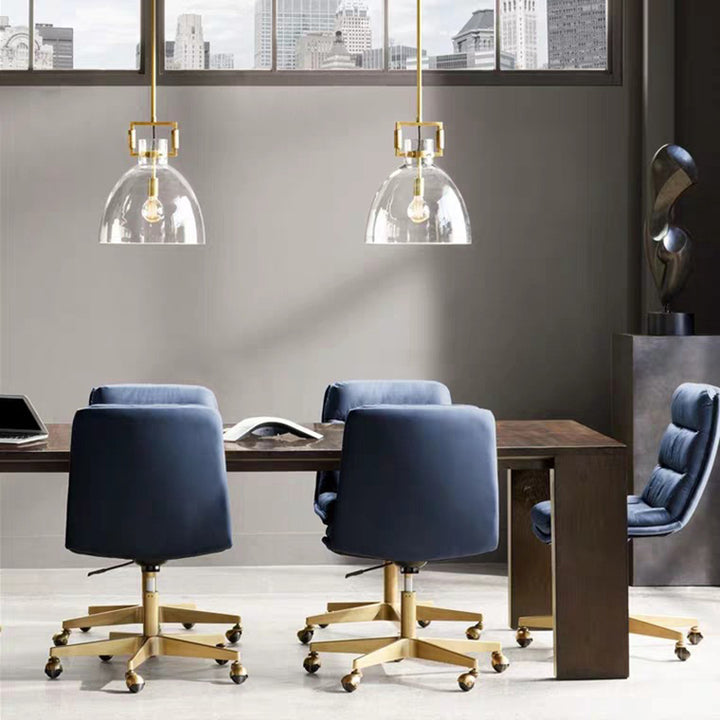 Lustre suspendu en verre de cuivre conique semi-circulaire scandinave contemporain 1 - Lumière pour salle à manger 