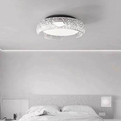 Modern Art Deco Semicircle Aluminum Resin LED Flush Mount Ceiling Light For Bedroom
