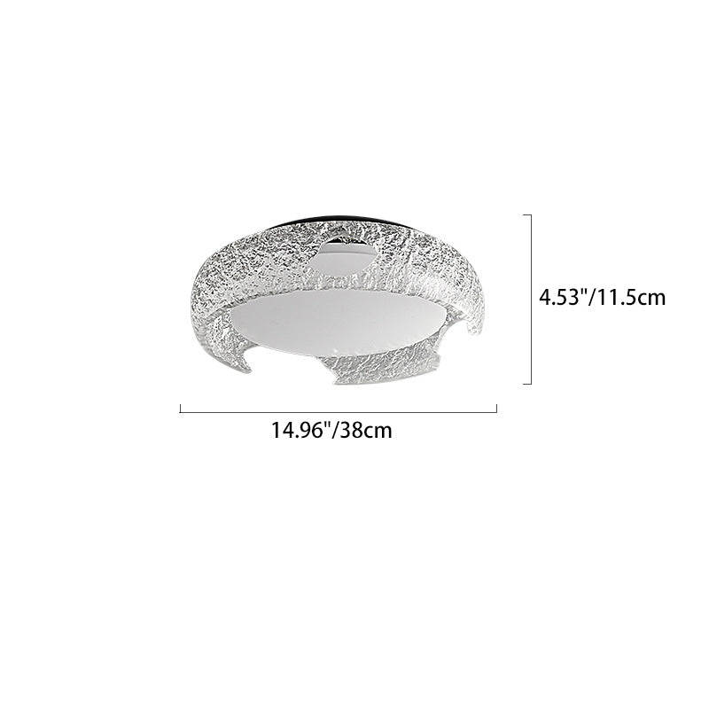 Modern Art Deco Semicircle Aluminum Resin LED Flush Mount Ceiling Light For Bedroom