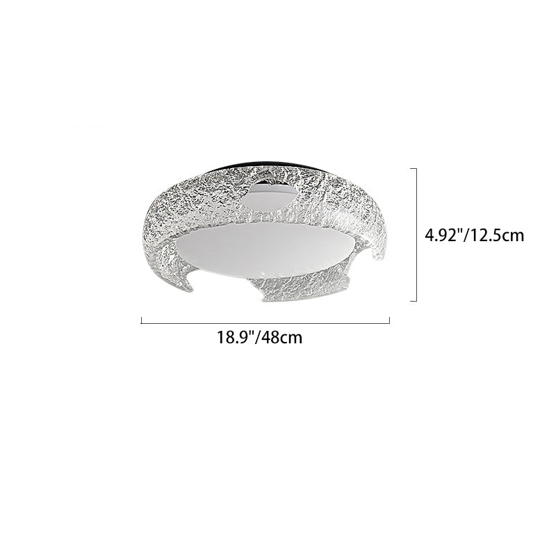 Modern Art Deco Semicircle Aluminum Resin LED Flush Mount Ceiling Light For Bedroom