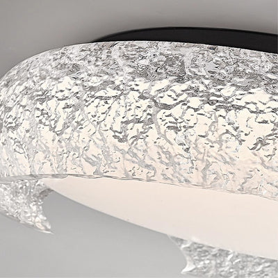 Modern Art Deco Semicircle Aluminum Resin LED Flush Mount Ceiling Light For Bedroom