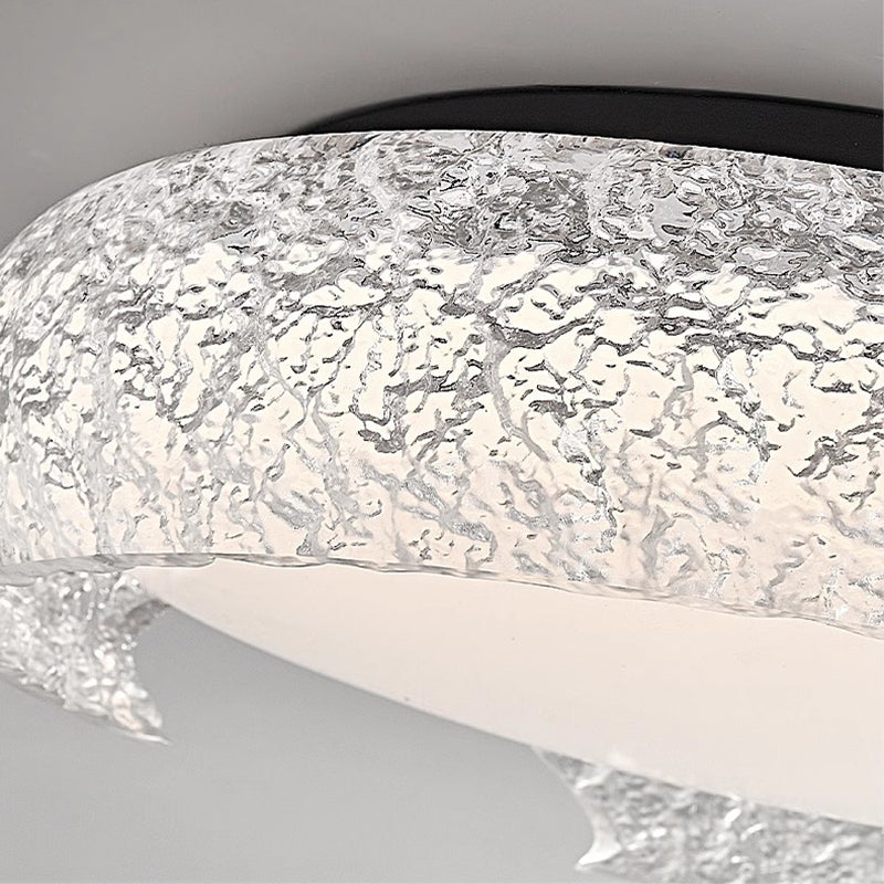 Modern Art Deco Semicircle Aluminum Resin LED Flush Mount Ceiling Light For Bedroom