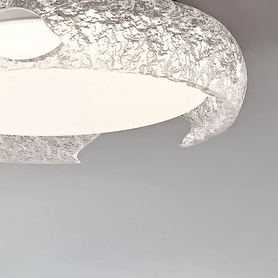 Modern Art Deco Semicircle Aluminum Resin LED Flush Mount Ceiling Light For Bedroom