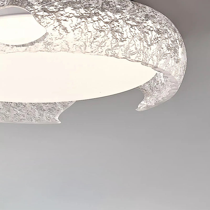 Modern Art Deco Semicircle Aluminum Resin LED Flush Mount Ceiling Light For Bedroom