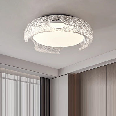 Modern Art Deco Semicircle Aluminum Resin LED Flush Mount Ceiling Light For Bedroom