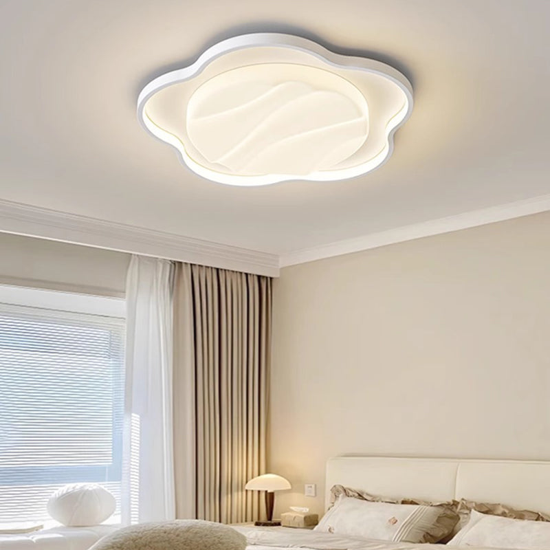 Contemporary Nordic Flower Round Square Rectangle Roto-molding Aluminum LED Flush Mount Ceiling Light For Bedroom