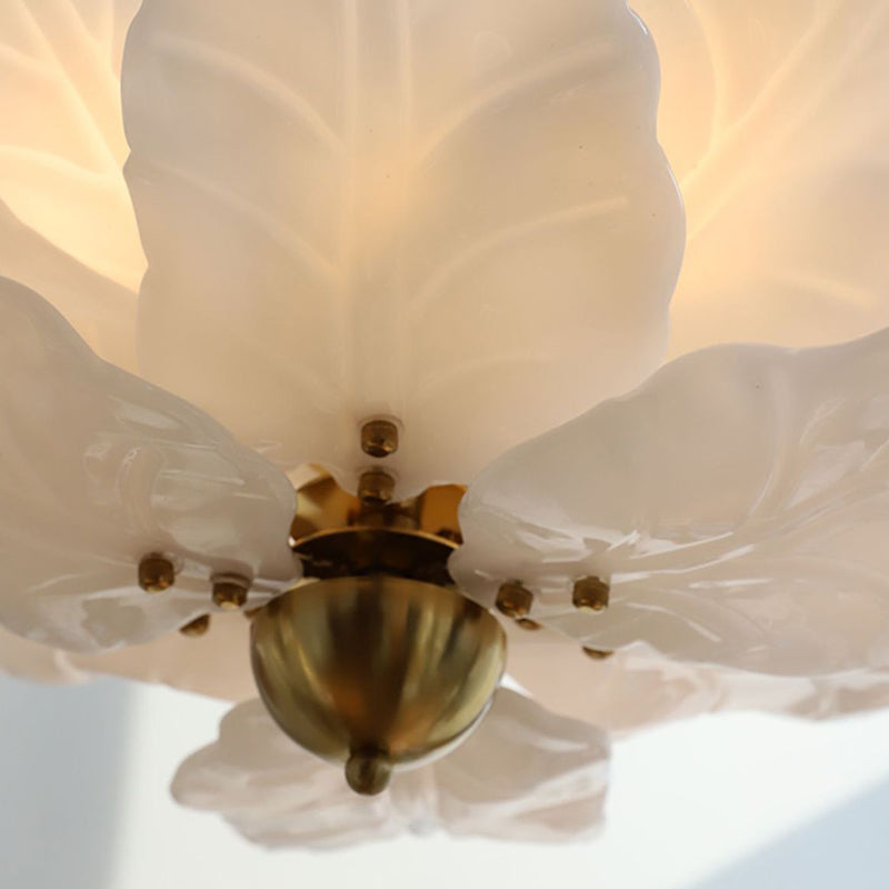 Dôme traditionnel français en forme de feuilles en fer et verre 5 - Lustre à lumière pour salon 