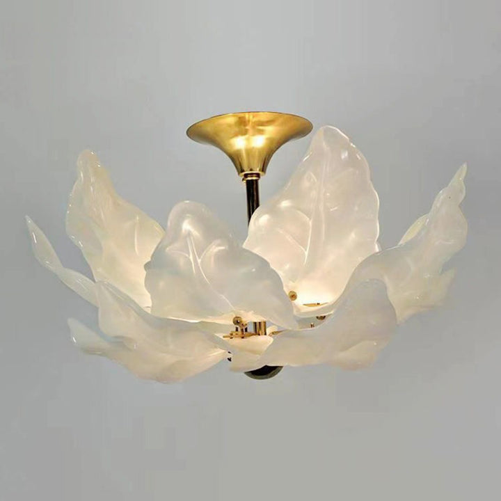 Dôme traditionnel français en forme de feuilles en fer et verre 5 - Lustre à lumière pour salon 