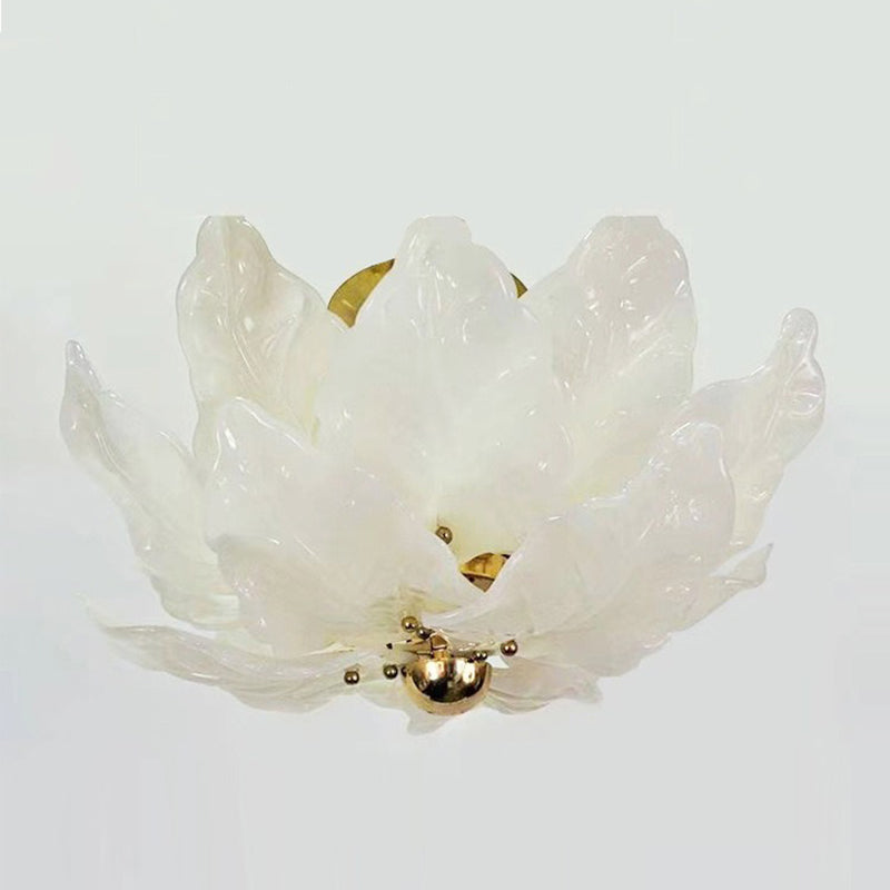 Dôme traditionnel français en forme de feuilles en fer et verre 5 - Lustre à lumière pour salon 