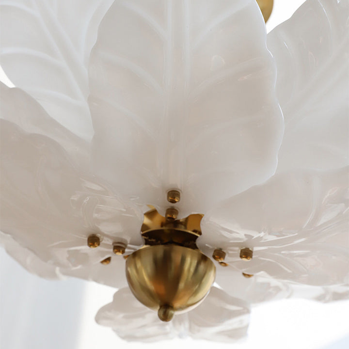 Dôme traditionnel français en forme de feuilles en fer et verre 5 - Lustre à lumière pour salon 