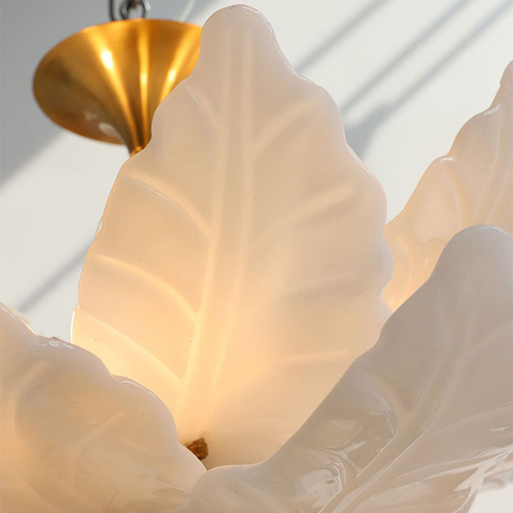 Dôme traditionnel français en forme de feuilles en fer et verre 5 - Lustre à lumière pour salon 