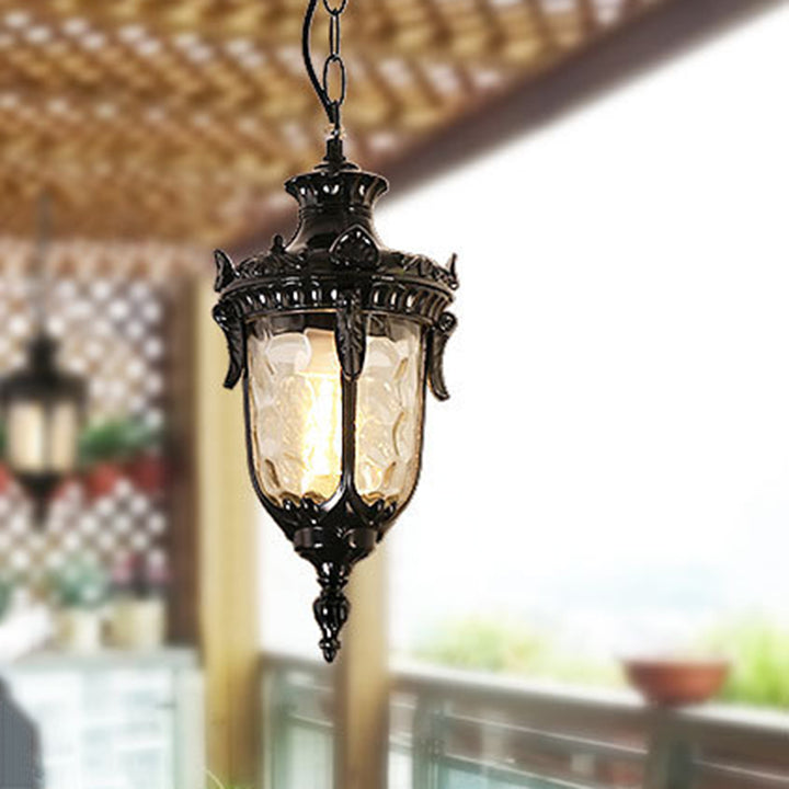 Traditionelle europäische Kuppel Kegelförmiges wasserdichtes Aluminium Glas 1 - Licht Pendelleuchte für den Außenbereich 