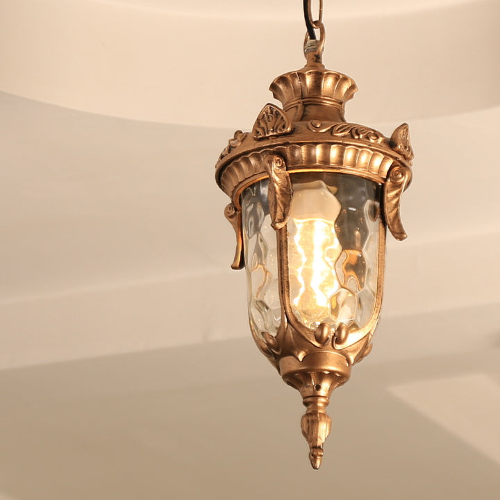 Traditionelle europäische Kuppel Kegelförmiges wasserdichtes Aluminium Glas 1 - Licht Pendelleuchte für den Außenbereich 