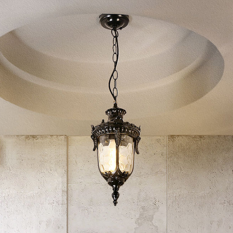 Traditionelle europäische Kuppel Kegelförmiges wasserdichtes Aluminium Glas 1 - Licht Pendelleuchte für den Außenbereich 
