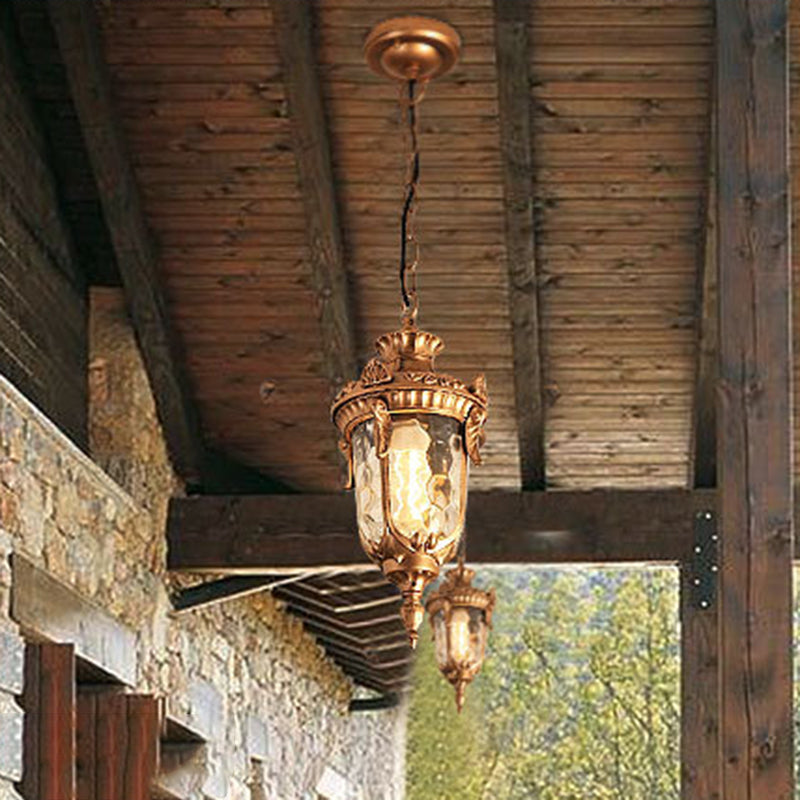 Traditionelle europäische Kuppel Kegelförmiges wasserdichtes Aluminium Glas 1 - Licht Pendelleuchte für den Außenbereich 