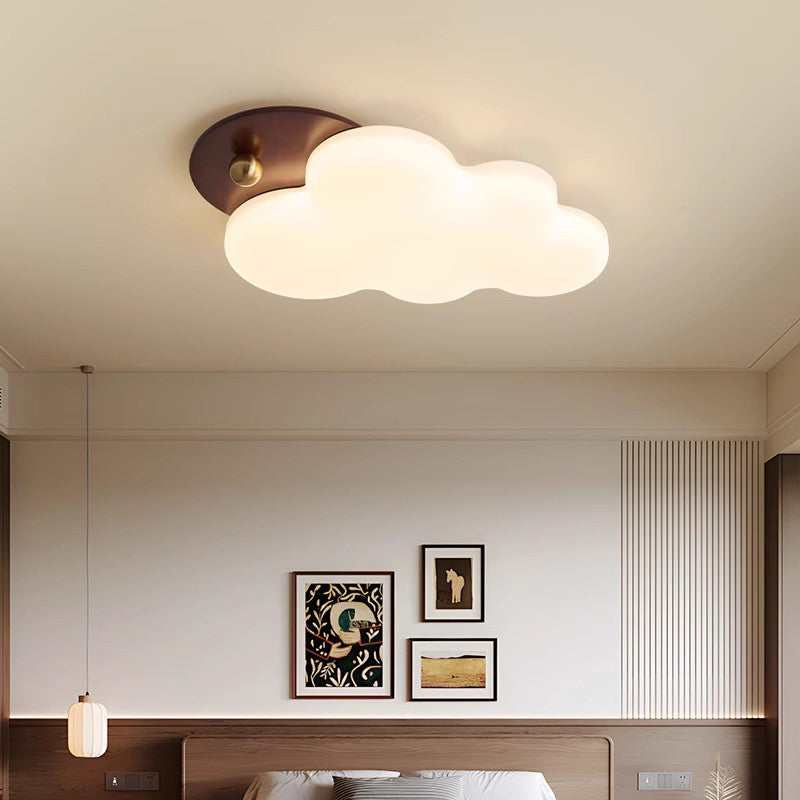 Contemporary Retro Cloud Shape Iron PE LED Flush Mount Ceiling Light For Bedroom
